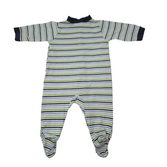 Baby Boys-3 Sleepers - Navy, Lt. Orange, White w/ Colorful Stripes - Size 0-3 M - Picture 5 of 8